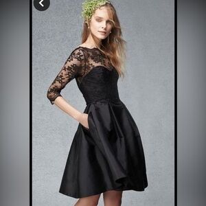 monique lhuillier black lace dress
